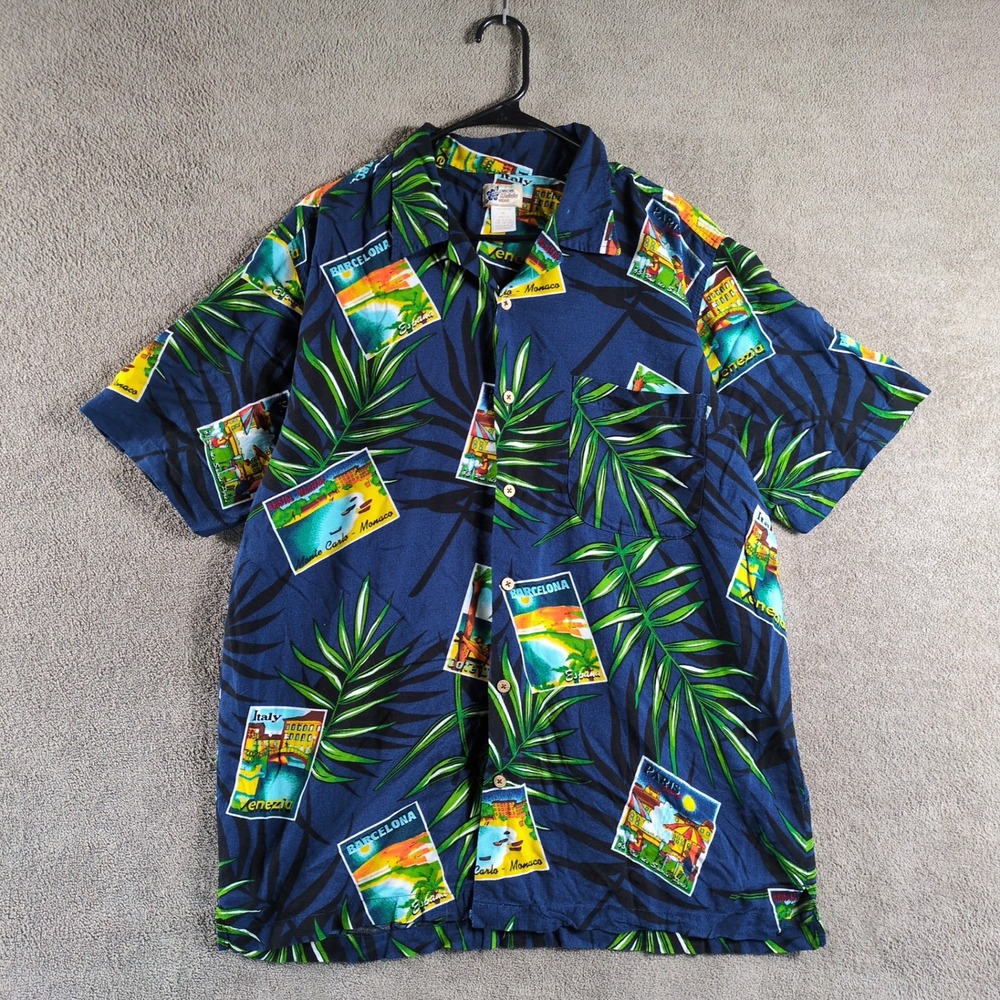 Cherokee Waikiki Wear Men's XL Tropical Print‎ Short Sleeve Button Up Shirt